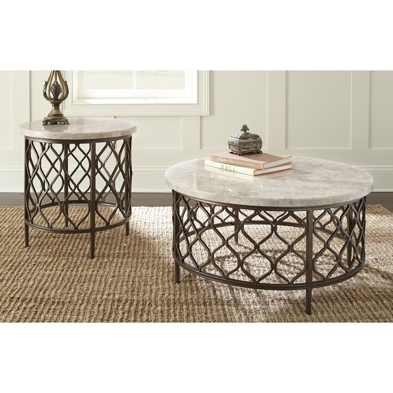Steve Silver Rockvale Stone Top Round Side Table