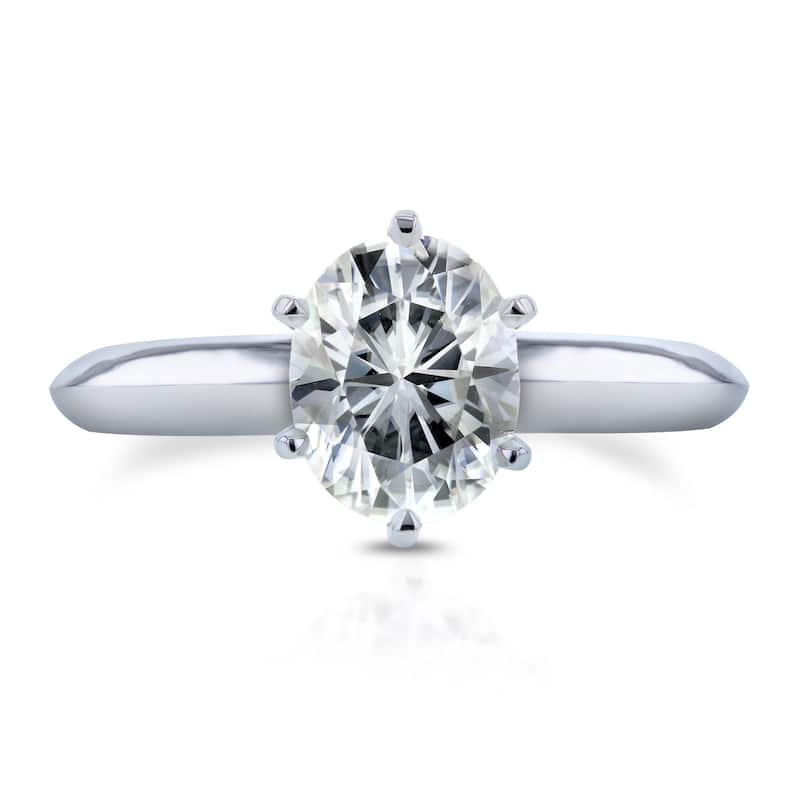 Annello by Kobelli 14k White Gold 1 1/2ct Oval Moissanite Solitaire Engagement Ring