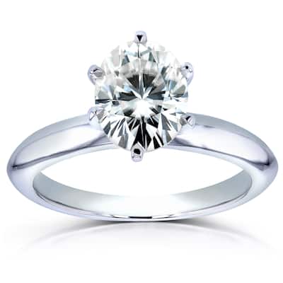 Annello by Kobelli 14k White Gold 1 1/2ct Oval Moissanite Solitaire Engagement Ring