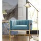 preview thumbnail 1 of 5, Magnolia Glam Sea Blue Velvet Chair with Gold Base