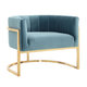 preview thumbnail 5 of 5, Magnolia Glam Sea Blue Velvet Chair with Gold Base