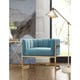 preview thumbnail 6 of 5, Magnolia Glam Sea Blue Velvet Chair with Gold Base