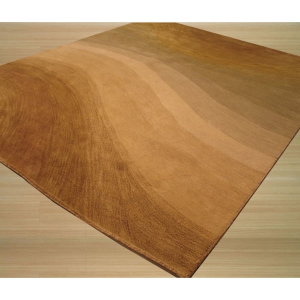 Hand-tufted Wool Gold Contemporary Abstract Morono Rug (11'9 x 14'9) - 11'9" x 14'9"