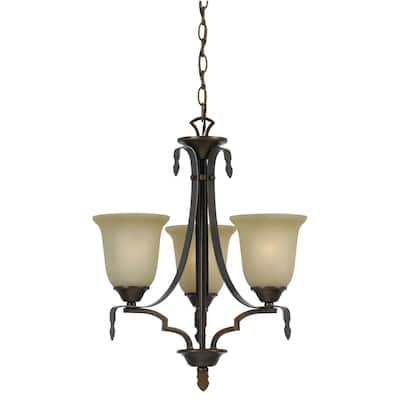 Dabois Bronze Iron and Glass 3-light 60-watt Chandelier