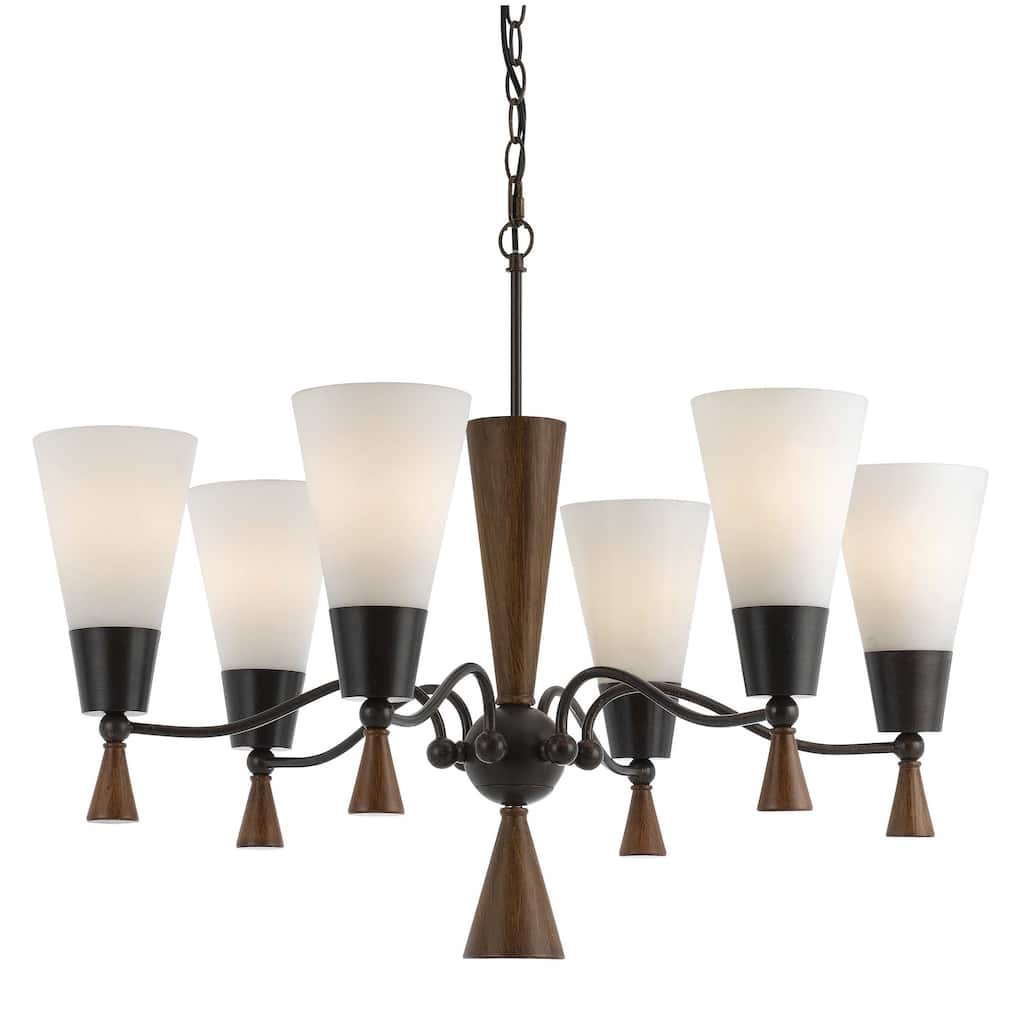 Verona Mahogany Wood and Glass 6-light 60-watt Chandelier