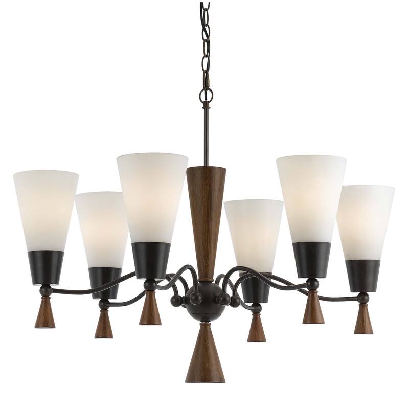 Verona Mahogany Wood and Glass 6-light 60-watt Chandelier