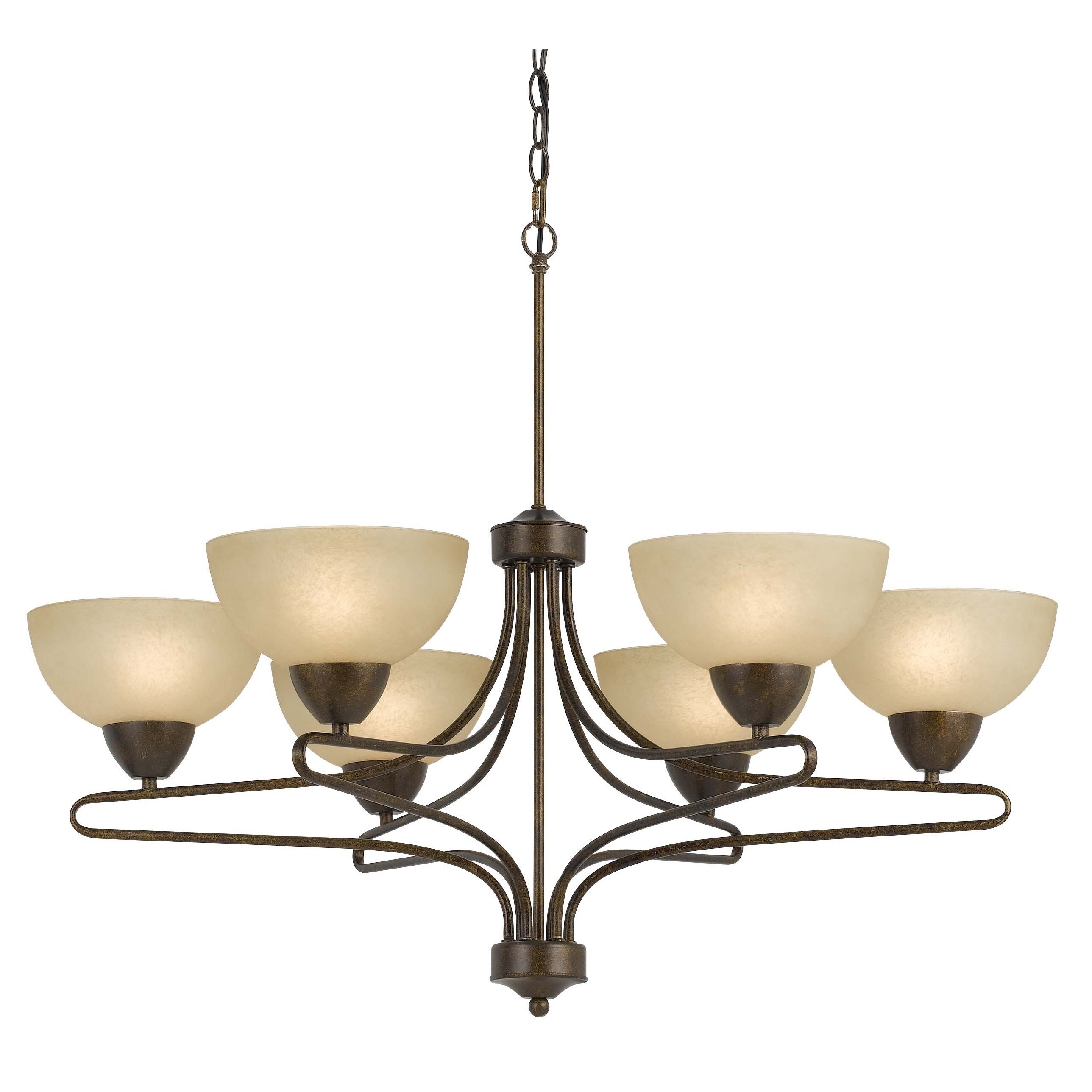 Romano Oxidized Metal and Ivory Glass 60-watt 6-light Chandelier (Chandelier) - Chandeliers For Bedrooms by Overstock.com