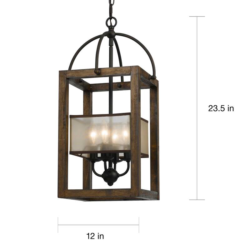 Mission Bronze Metal and Wood 4-light Chandelier