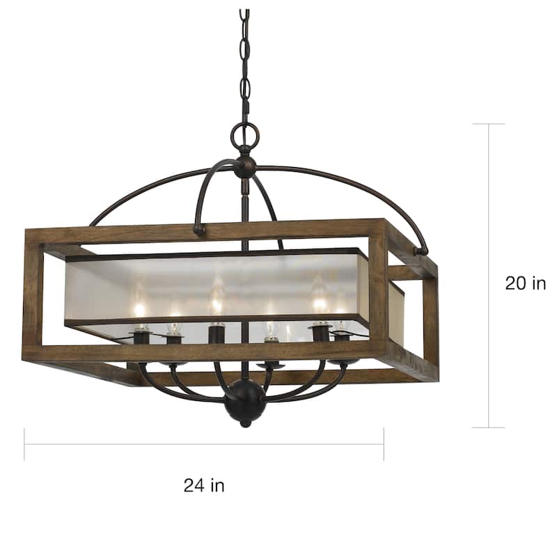 Bronze-finish 6-light Square 60-watt Chandelier