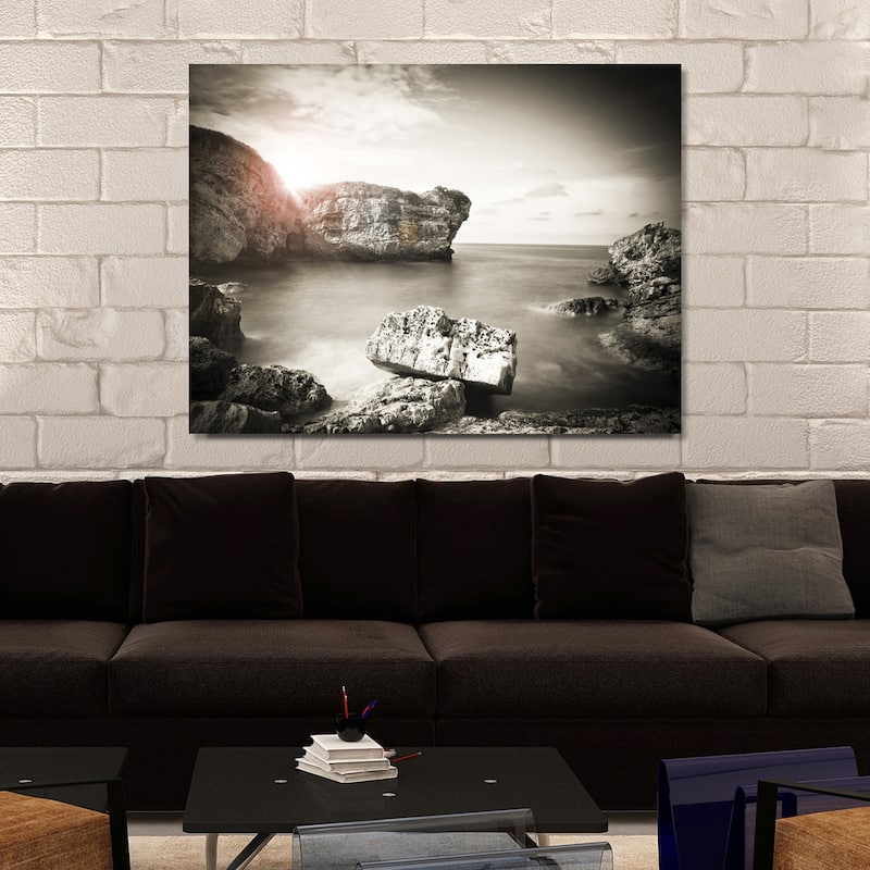 "Black & White Ocean Sunset" Giclee Print Canvas Wall Art