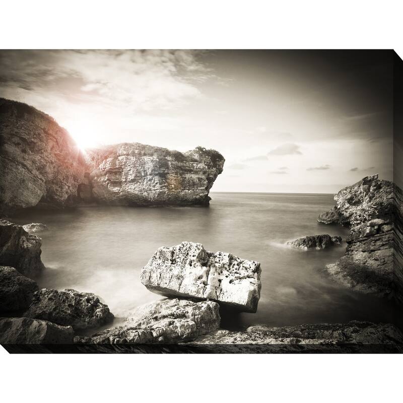 "Black & White Ocean Sunset" Giclee Print Canvas Wall Art