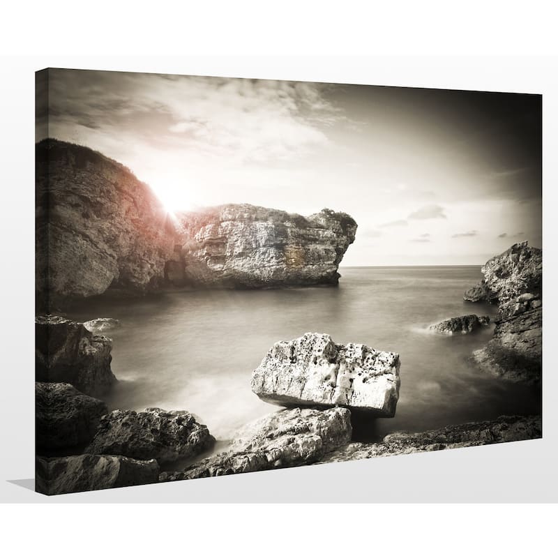 "Black & White Ocean Sunset" Giclee Print Canvas Wall Art