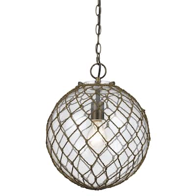 E26 Roped 100-watt 1-light Pendant Light Fixture With Glass Shade