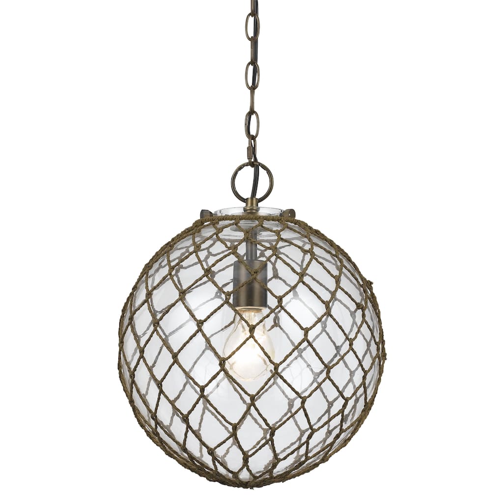 E26 Roped 100-watt 1-light Pendant Light Fixture With Glass Shade