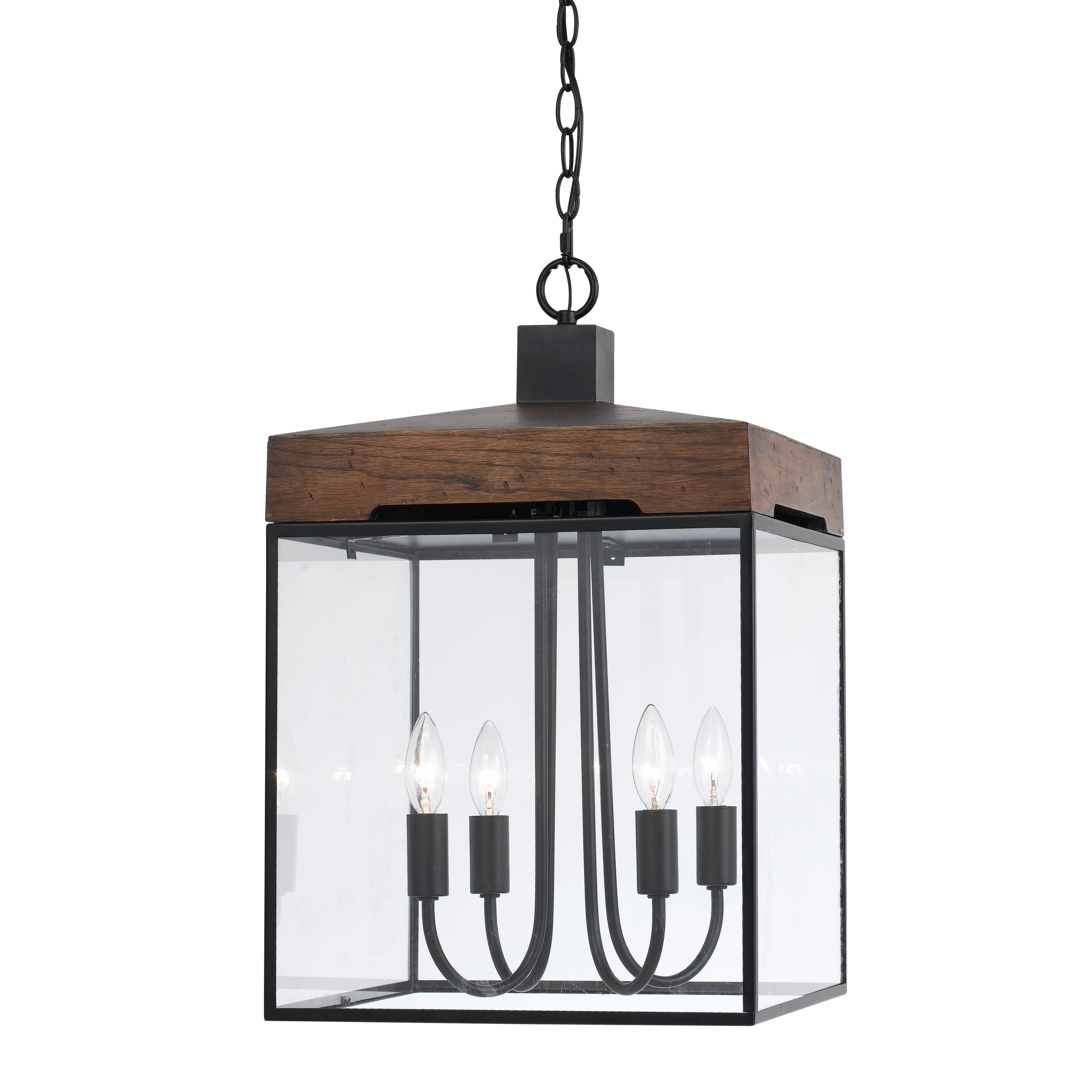 Antonio Bronze Finish Metal and Glass 60-watt 4-light Lantern Chandelier (Chandelier) - Chandeliers For Bedrooms by Overstock.com