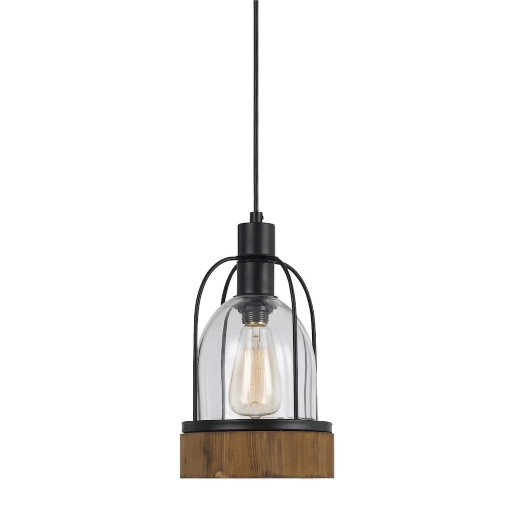 Beacon Bronze Finish Steel Wood Glass Pendant Light