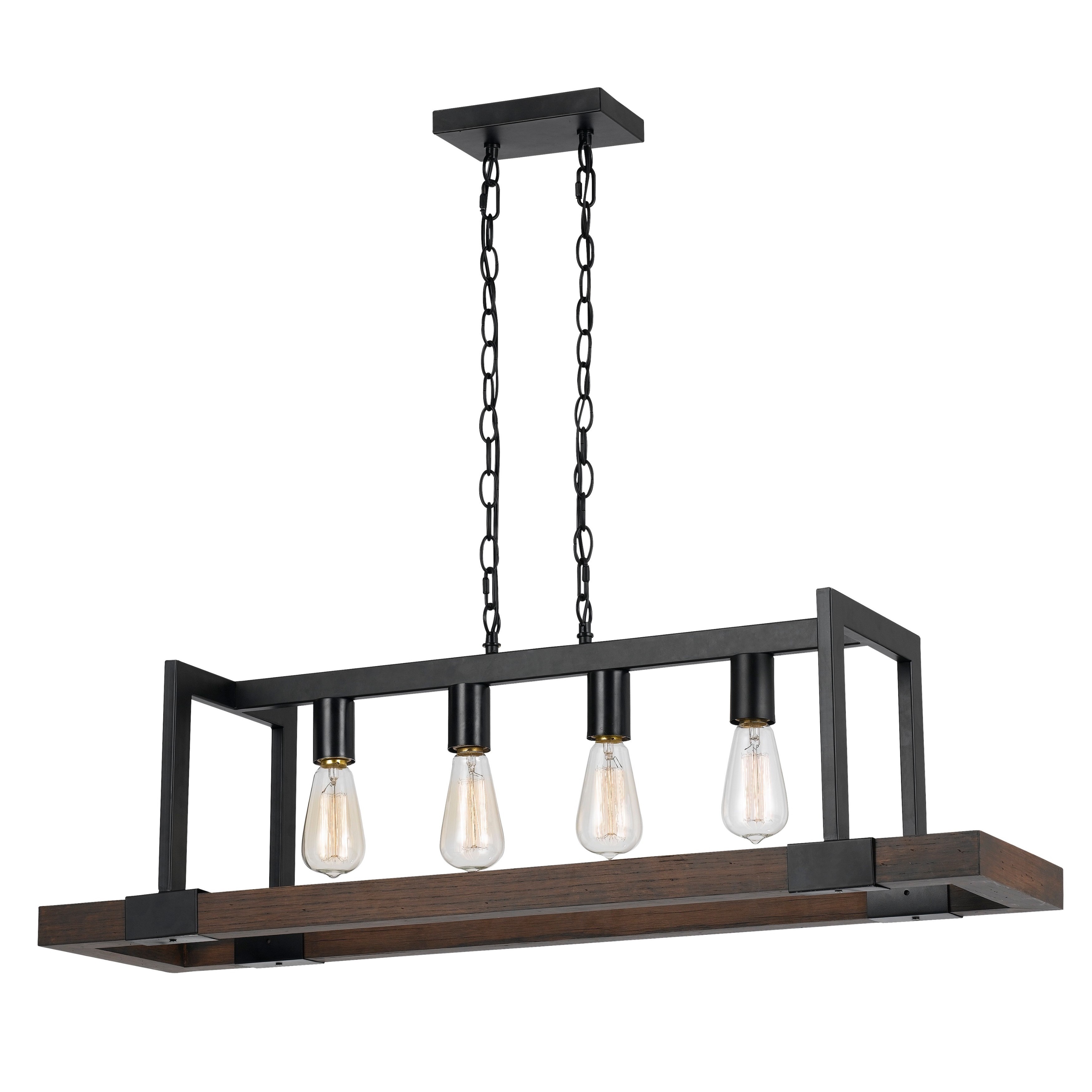 Antonio Bronze Wood/Metal Rustic-style 4-light Chandelier (Chandelier) - Chandeliers For Bedrooms by Overstock.com