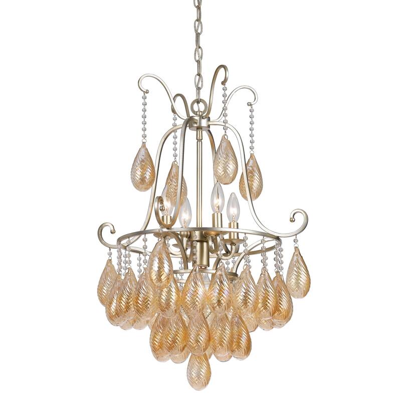 Marion Steel Glass 5-light Chandelier - Silver