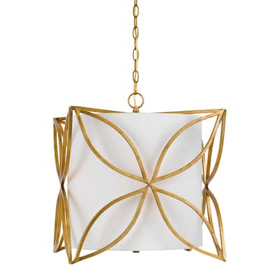 Belton Goldtone Finish Steel Glass Chandelier - Gold