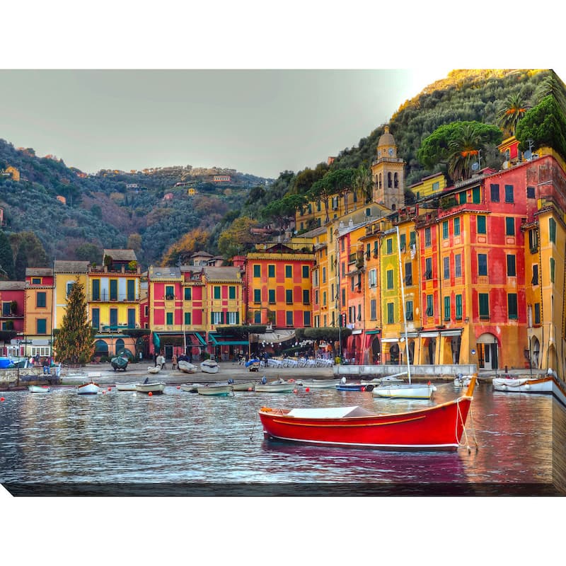 "Portofino, Italy II" Giclee Print Canvas Wall Art - Blue/Yellow