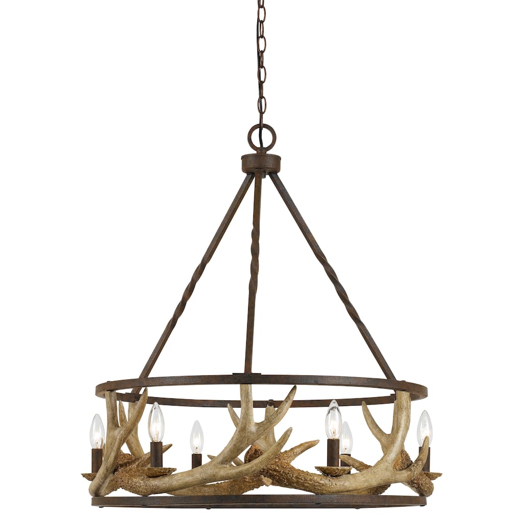 Oxidized-finished Steel 60-watt 6-light Antler Chandelier