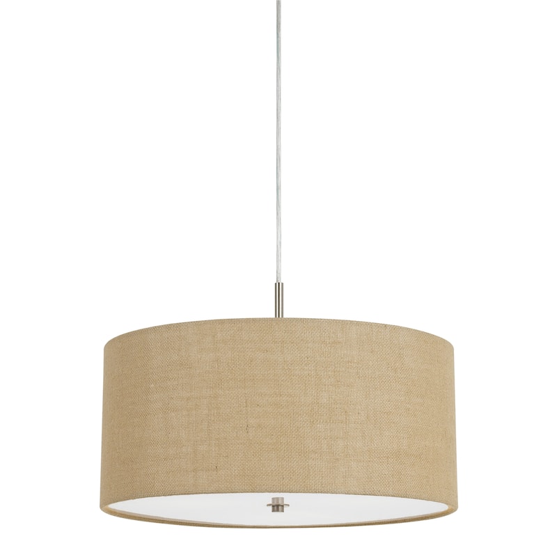 Addison Iron 60-watt 3-light Drum Pendant Light Fixture with Beige Burlap Shade