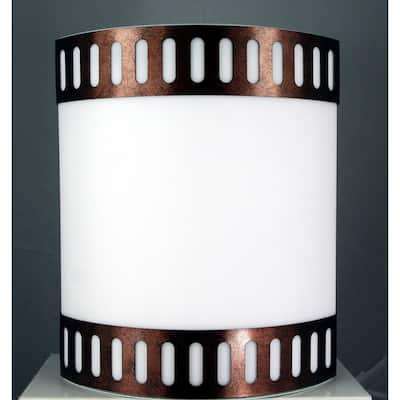 White/Brown Metal/Acrylic Cylindrical Wall Lamp