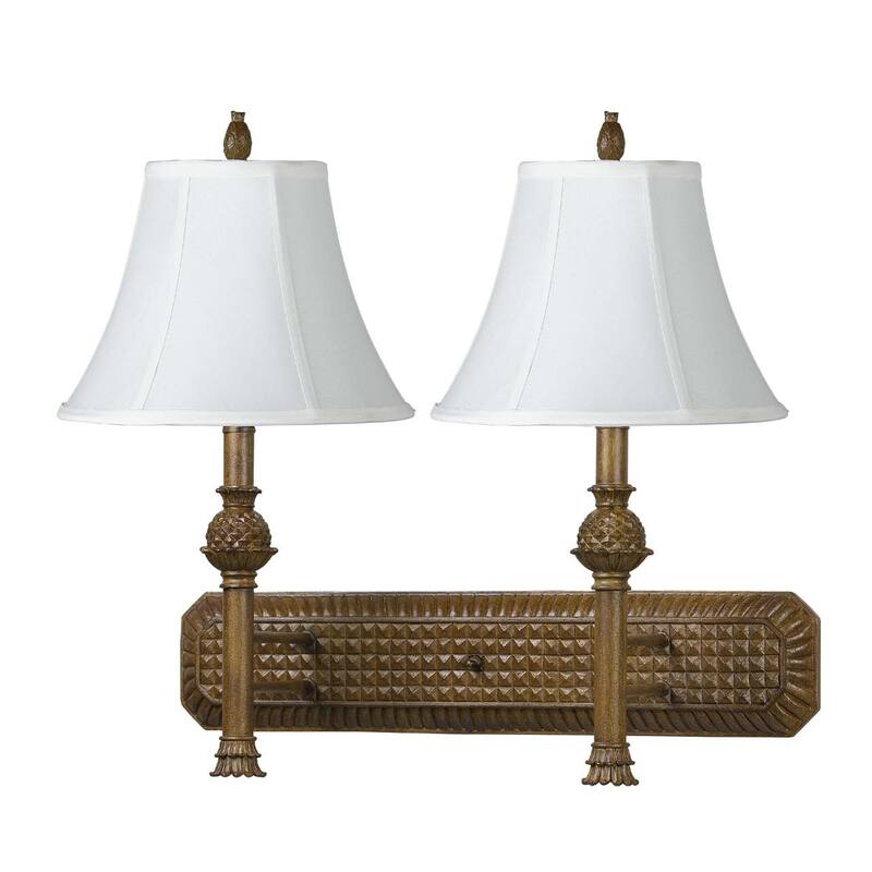 Brown Resin and Metal 60-watt 2-light Fixed Arm Wall Lamp