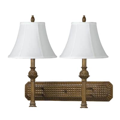Brown Resin and Metal 60-watt 2-light Fixed Arm Wall Lamp