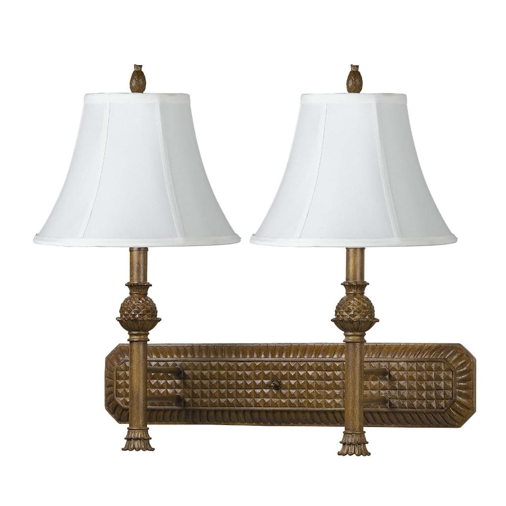 Brown Resin and Metal 60-watt 2-light Fixed Arm Wall Lamp