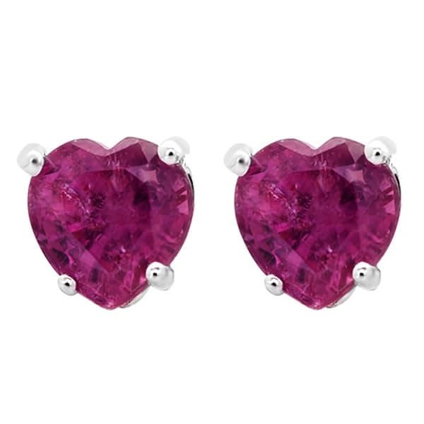 14k White Gold 1 3ct Tw Heart Natural Ruby Stud Earrings 14k White Gold 1 3ct Tw Heart Natural Ruby Stud Earrings