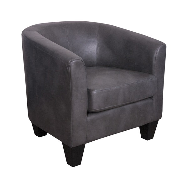 Shop Grafton Home Ellen Charcoal Bonded Leather Tub Chair - On Sale ...