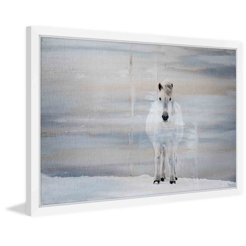 Handmade Parvez Taj - White Horse Forward Framed Print