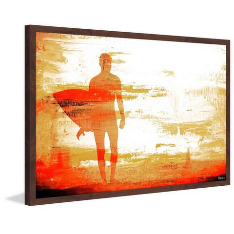 Handmade Parvez Taj - Dusk Red Surf Framed Print