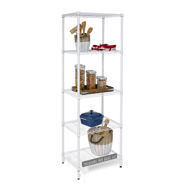Honey-Can-Do SHF-01055 5-tier Adjustable White Shelving Unit