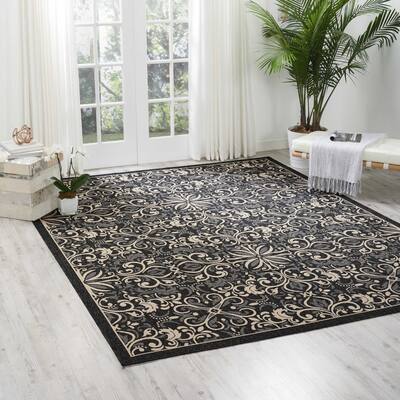 Nourison Caribbean Modern Trellis Medallion Indoor / Outdoor Area Rug