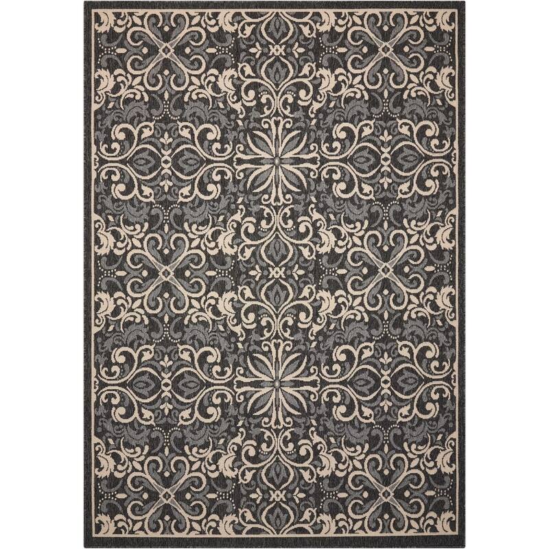 Nourison Caribbean Modern Trellis Medallion Indoor / Outdoor Area Rug