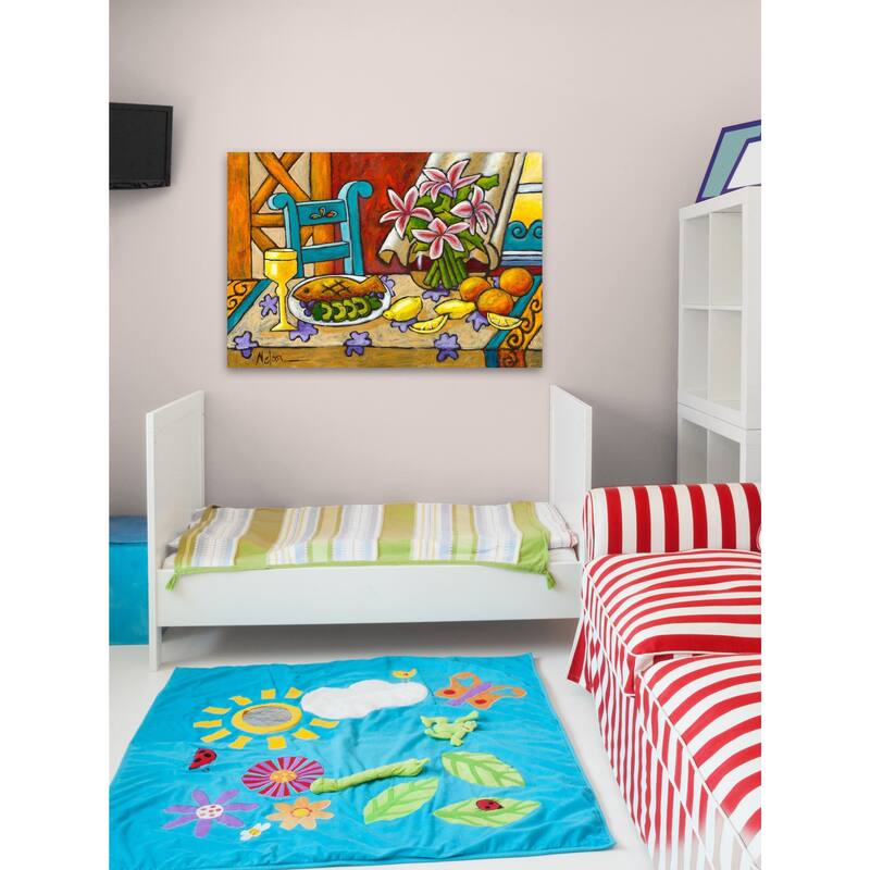 Marmont Hill - 'Lillies by the Sea' by Janet Nelson Painting Print on Wrapped Canvas - Multi-Color