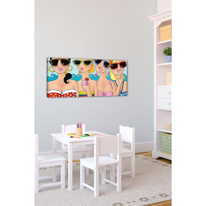 Marmont Hill - 'Beachy Keen Girlfriends' by Janet Nelson Painting Print on Wrapped Canvas - Multi-Color