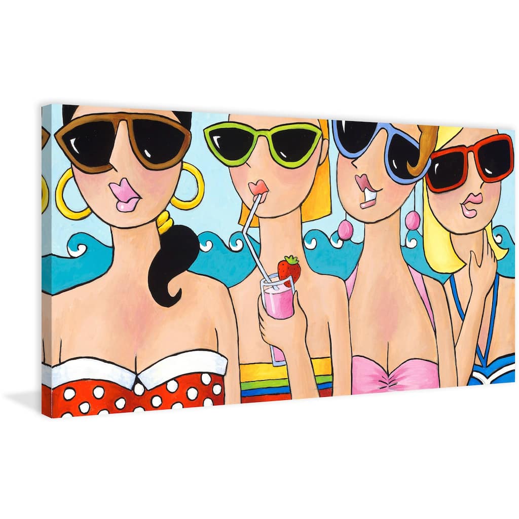 Marmont Hill - 'Beachy Keen Girlfriends' by Janet Nelson Painting Print on Wrapped Canvas - Multi-Color