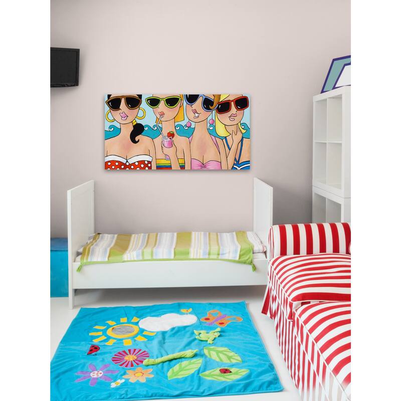 Marmont Hill - 'Beachy Keen Girlfriends' by Janet Nelson Painting Print on Wrapped Canvas - Multi-Color