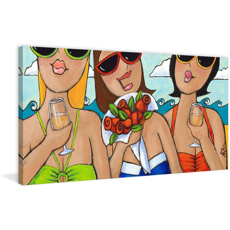 Marmont Hill - 'Beachy Keen Bouquet' by Janet Nelson Painting Print on Wrapped Canvas - Multi-Color
