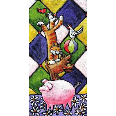 Marmont Hill - 'Farm Animals Stackers' by Janet Nelson Painting Print on Wrapped Canvas - Multi-Color