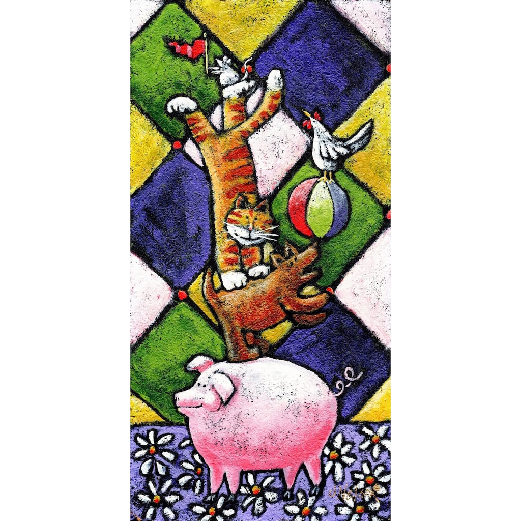 Marmont Hill - 'Farm Animals Stackers' by Janet Nelson Painting Print on Wrapped Canvas - Multi-Color