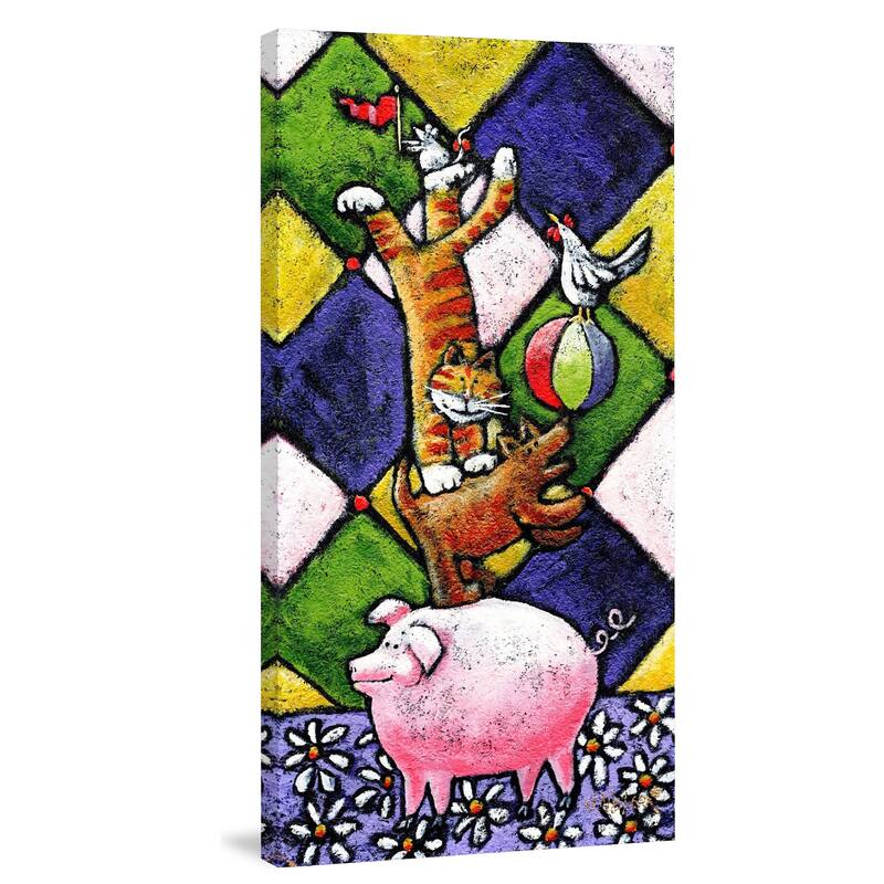 Marmont Hill - 'Farm Animals Stackers' by Janet Nelson Painting Print on Wrapped Canvas - Multi-Color