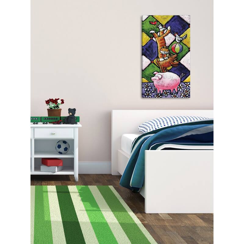Marmont Hill - 'Farm Animals Stackers' by Janet Nelson Painting Print on Wrapped Canvas - Multi-Color