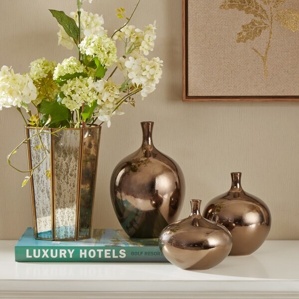 Madison Park Signature Ansen Metallic Bronze 3 Piece Vase Set