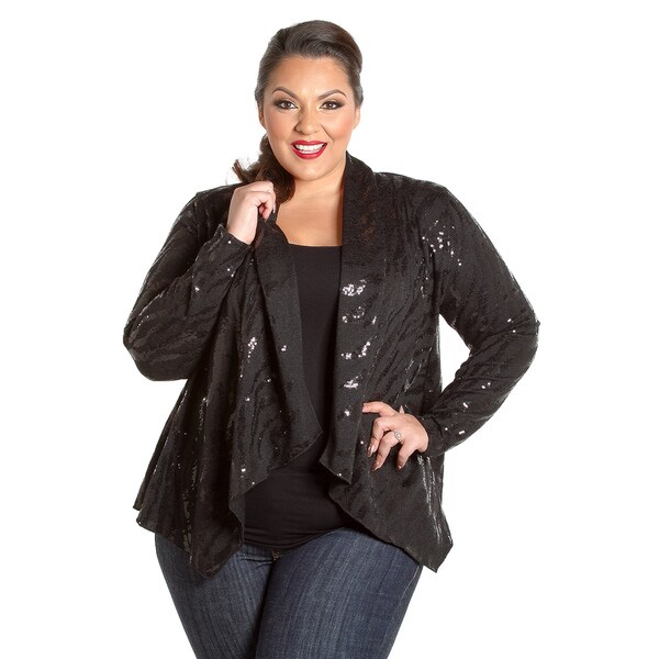 plus size sequin cardigan long