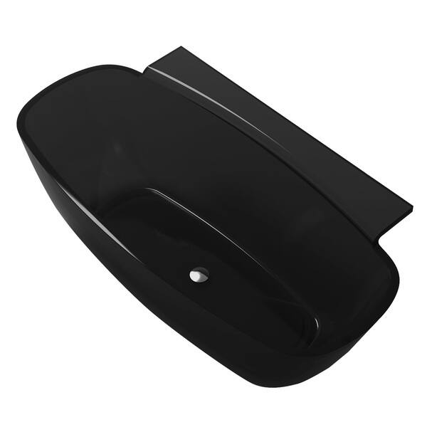 slide 2 of 6, ANZZI Vida 5.2 ft. Man-Made Stone Center Drain Freestanding Bathtub in Midnight Black