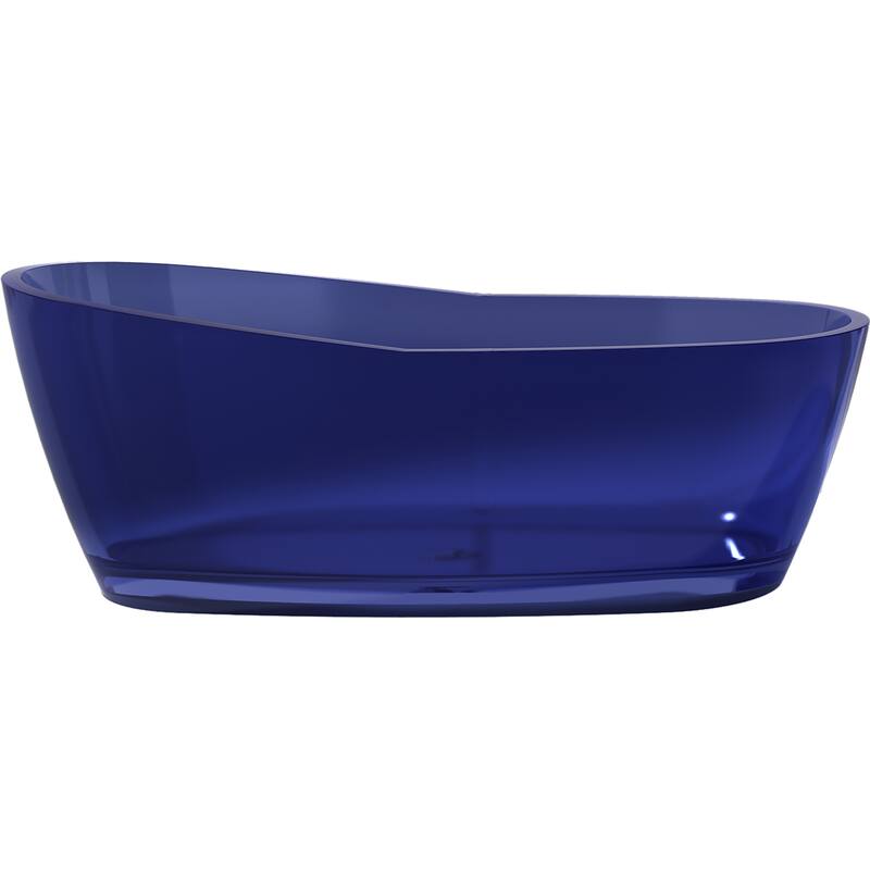 ANZZI Ember 5.4 ft. Man-Made Stone Center Drain Freestanding Bathtub in Regal Blue
